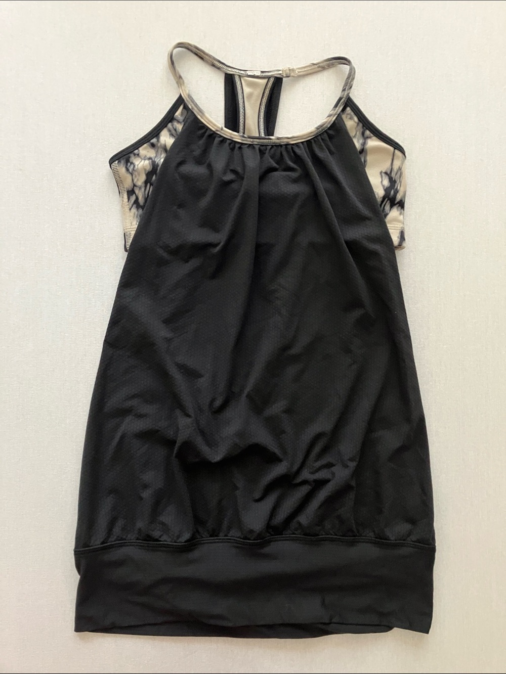 lululemon athletica Black Tank with Marble-Print Trim
